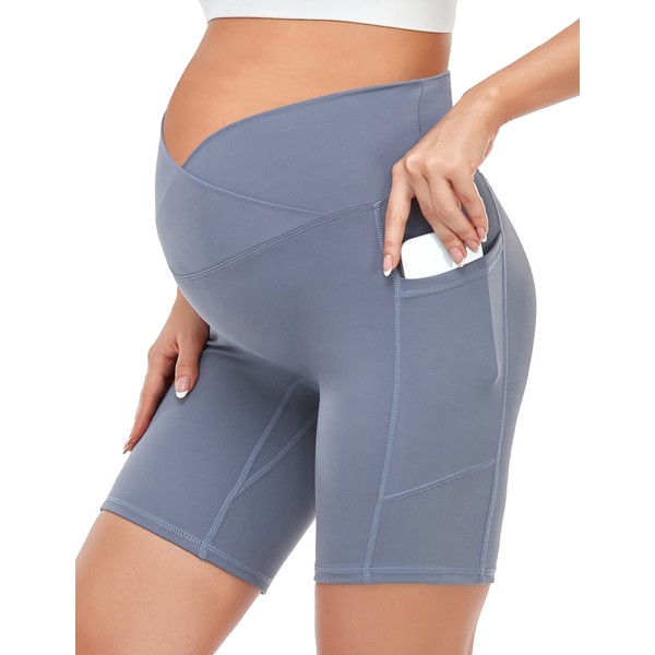 HOFISH Maternity Biker Shorts Over The Belly Maternity Athletic Shorts