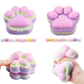 Big Squishy Cat Paw Toy,Giant Squeeze Animal Paw Toys,Large Cute Kawaii Squishies Sticky Cat Paw Stress Relief Ball,Jelly Kitty Paw Fidget Toys, Jumbo Sensory Toys Suitable for Kids(2 Pcs)