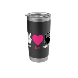 Peace Love Kettlebell Workout Cool Fitness Lover Gift Stainless Steel Insulated Tumbler