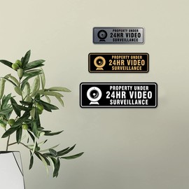 Standard Property Under 24Hr Video Surveillance Sign (Brushed Silver) - Small
