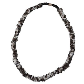 MM Real Chips Puka Shell Necklace 18" Jamaican Colors Black White