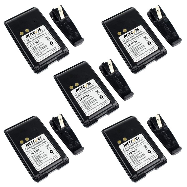 Retevis 2 Way Radio Battery Compatible with Motorola PMNN4071AR Mag One BPR40 A8 Walkie Talkies Belt Clip 1500mAh 7.2V Ni-MH Rechargeable Battery (5 Pack)