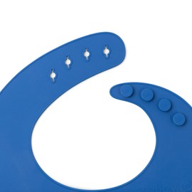 SmileyTot Silicone Baby Bib | BPA Free Durable Food Catcher bib for babies and toddlers. Waterproof and adjustable. (Classic Blue)