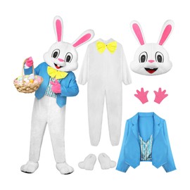 SOMSOC 6 Pack Easter Rabbit Costume Bunny Costume Set One Piece Suit Waistcoat Bow Tie Shoes Party Favors
