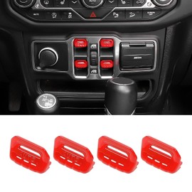 RT-TCZ Center Console Window Button Switch Trim Cover Decoration Interior Accessories Compatible with Jeep Wrangler JL JLU & Gladiator JT 2018-2024,Red