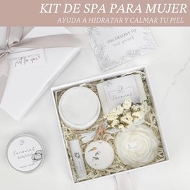 EXTALOW Regalos de spa para mujeres, cesta de regalo de baño y cuerpo, regalos de Navidad, set de spa en casa de coco y lavanda, regalo de autocuidado