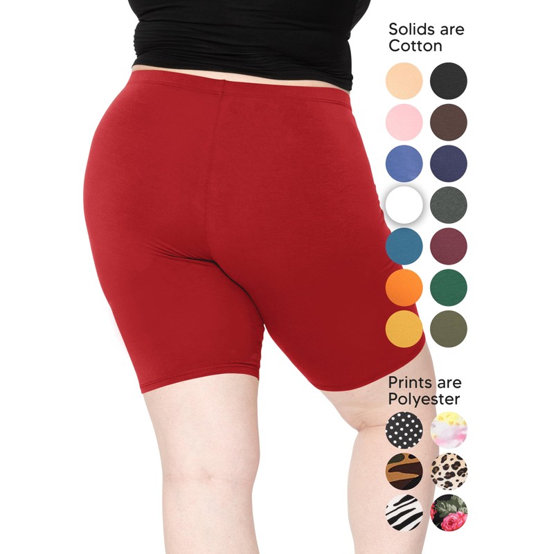 Stretch Is Comfort Women's Cotton Plus Size Bike Shorts Red