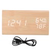 Triangular Digital Wooden Clock Time Date Temperature Humidity Display Alarm