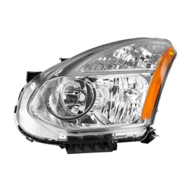 PHILTOP Headlamp Headlight Assembly Pair Fit for Rogue 2008,Amber Reflector Clear Lens Chrome Housing,OE 26060JM00A,Driver Side