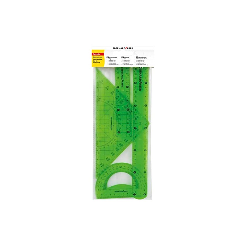 Eberhard Faber 570005 Geometry Set with 2 Rulers (Approx. 15
