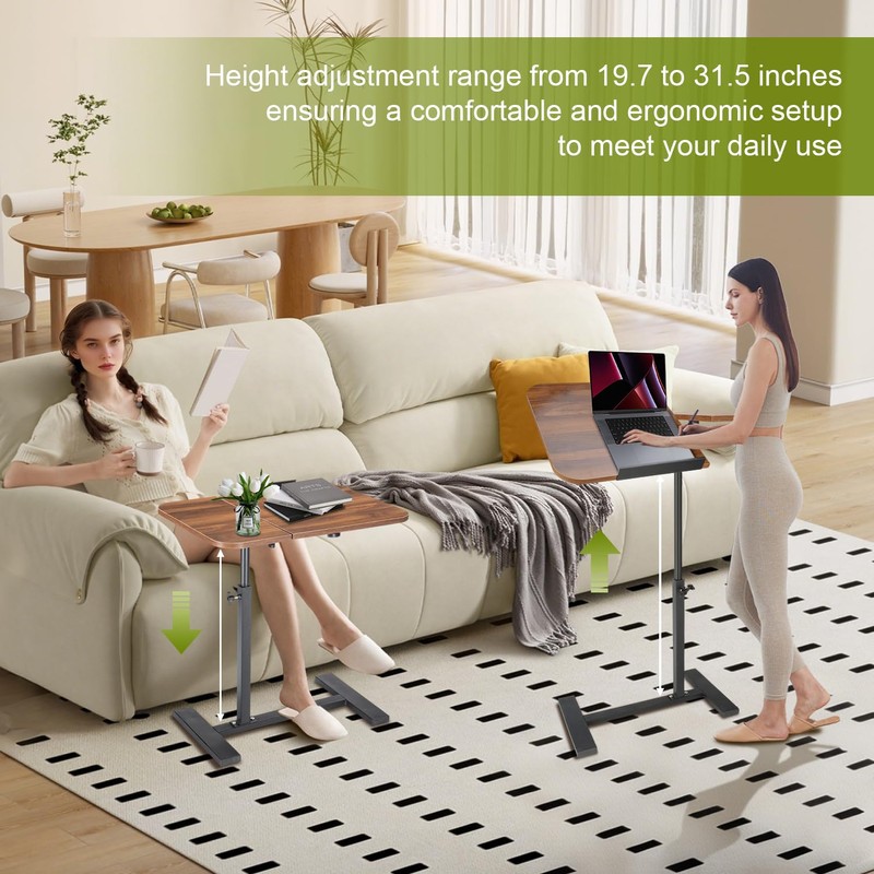 COBATANG COBATANG Adjustable Overbed Table, Split Top Tilting Overbed Bedside
