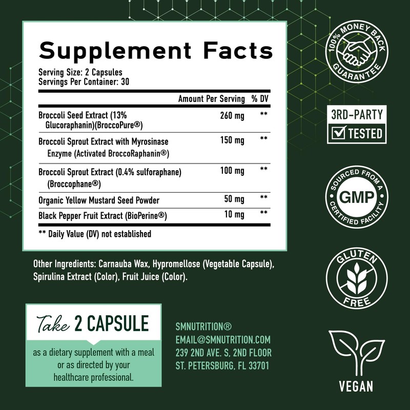 50MG Sulforaphane Supplement from Broccoli Sprouts | NRF2 Activation, Cellular