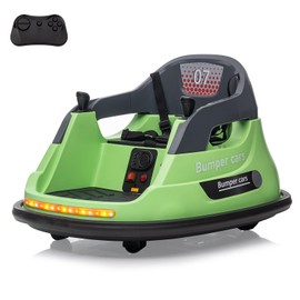12V Ride On Bumper Car for Toddlers Electric Bumper Car with Remote Control, Large Seat, Music, LED Lights Kids Ride On Toy for Boys and Girls, Green