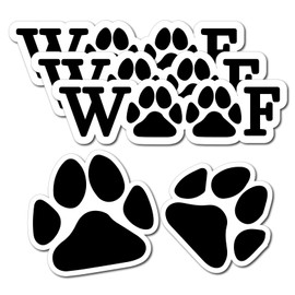 4 Pack Woof Dog Paw Prints Car Decal – Bad Fish Custom Decals – Funny Cute Sticker - Premium Gloss Permanent Vinyl Waterproof 6 Year Indoor Outdoor (Black, 2)