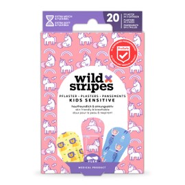 Wild Stripes Children's Plaster Set, Finger Plasters, Kids Fantasy, Plasters Children, Skin-Friendly, Waterproof Plasters, Water Resistant, Wound Plasters, 24-Hour Protection, Fantasy Designs, Pack of