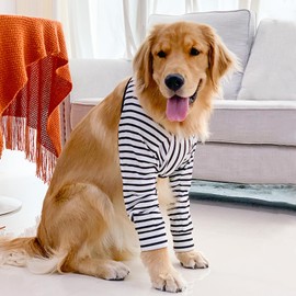 Harikaji Dog Elbow Protector, Long Sleeve Dog Joint Recovery Sleeve for Prevent Licking Wound, Dog Elbow Sleeves Long with Mesh Pad for Medium Large Dogs (Stripe,2XL)