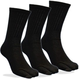 Hayashi CH878 Men's Socks with Fingers, 3 Pairs Set, Pure Cotton, Durable, Refreshing, Moisture-Free Ultra Pure Cotton, Strong Military Legs, Black, Tabi Socks, With Supporters to Prevent Shifting,