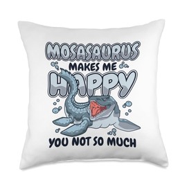 Toy Mosasaurus Fossil Plush Stuffed Animal Gifts Makes Me Happy Acteosaurus Bone Fossil Mosasaurus Throw Pillow, 18x18, Multicolor