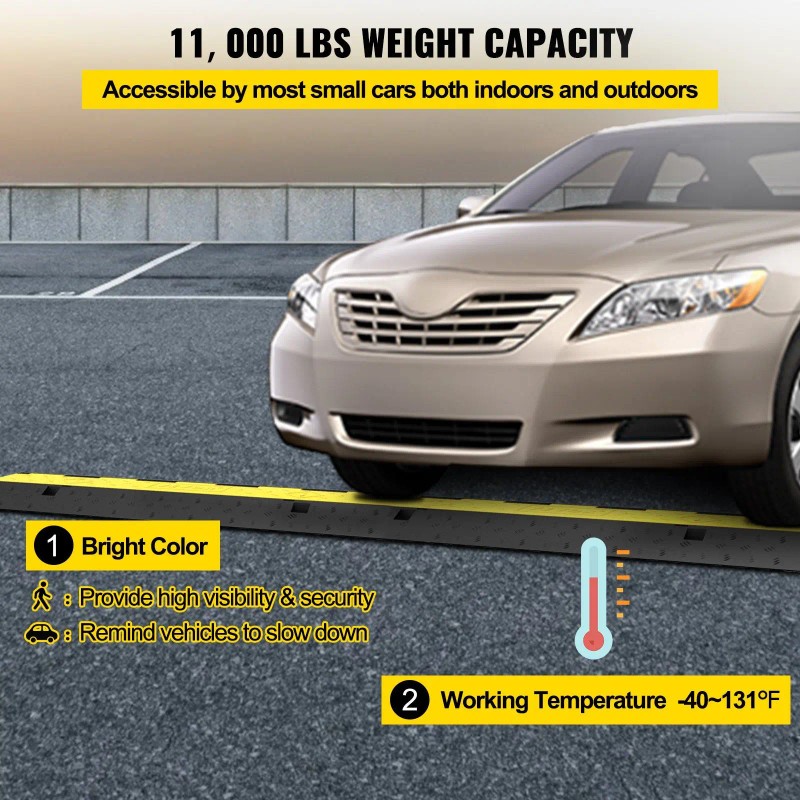 2 Channel Cable Protector Ramp 5-Packs Modular Rubber Speed Bump
