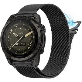 22mm Milanese Magnetic Band Compatible with 47mm Fenix 8/Fenix 6 / Fenix 5 / Fenix 7,22MM Quick Fit Release Steel Mesh Loop Bands for Fenix 6 Pro/Sapphire,Instinct, EPIX 2,Approach S62/S60 (Black, 22mm)