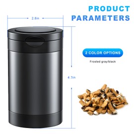 NYTKL Car Ashtray with Lid, Smokeless Smell Proof Cup Holder Ash Tray with LED Blue Light, Detachable Ashtray Portable Trash Can for Vehicle Home Office, Universal Car Accessories (Gray)