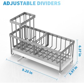 MSIHEY Stainless Steel Silver Sink Caddy for Kitchen Sink with Sponge Holder, High Brush Holder, Rustproof Dish Organizer, Soap Dispenser Storage, and Kitchen Accessories Organizer.