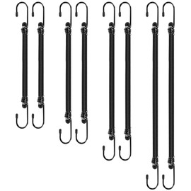 Heavy Duty Bungee Cords with Hooks, 8Pcs Multi-Size Bungee Cords (12/18/24/36Inch), 1/3Inch Thick, No Odour, Max Load 40kg for Camping, Luggage, Tents, Bikes (8, Black, Four Size)