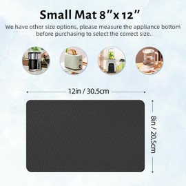 LOPNUR 12"x8" Small Appliance Slider, Appliance Sliders for Kitchen Appliances, 360° Rotating Sliding Tray for Coffee Maker, Heat Resistant Mat Cut to Fit Stand Mixer Air Fryer Microwave, Gray