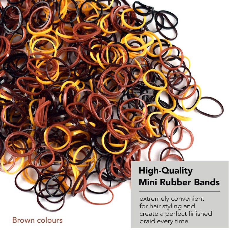 EXTRA STRONG 500 Mini Hair Rubber Elastics Multi Pack for