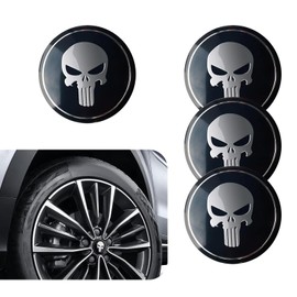 Anyhut 4 PCS Car Wheel Center Caps, 2.2" Skull Rim Hub Caps, Wheel Hub Center Cap Sticker, Wheel Decoration Cap, Center Caps for Rims, Universal for Most Cars Tire Trim Accessory (Black)