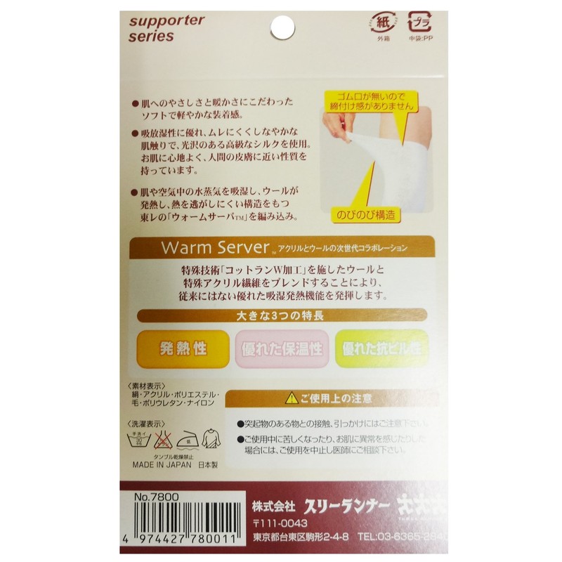 Three Runner Heat Generating Silk Supporter (For Knees) No. 7800