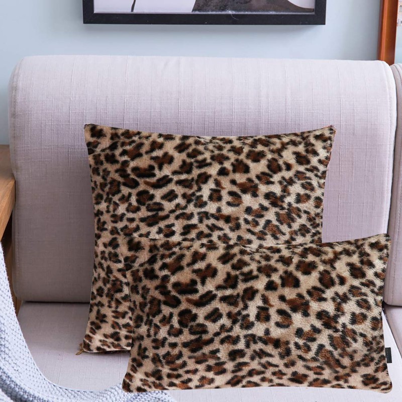 6 Pack Leopard Printed Series Pillow Covers,Soft Plush Animal Theme
