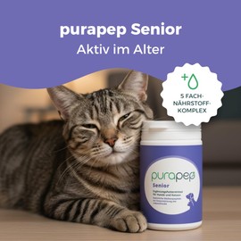 purapep Senior Power Powder - 5-Way Nutrient Complex with Whey Protein, Omega-3, Taurine & Vitamins for Dogs & Cats Seniors - Muscle Building & Fitness Booster for Ages - 100 g