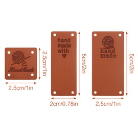 120 PCS PU Leather Labels Tags, Handmade Labels Tags Handmade Embossed Tags with Holes for Crafts Knitting and Crocheting (3 Patterns)