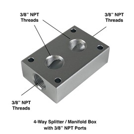 Primefit PCMBL38 Push To Connect Manifold/Splitter Block with 4 x 3/8" Female NPT Ports