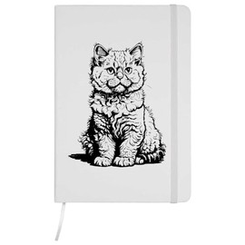 A5 'Selkirk Rex Cat Sitting' White Hardcover Ruled Notebook (NB00063016)