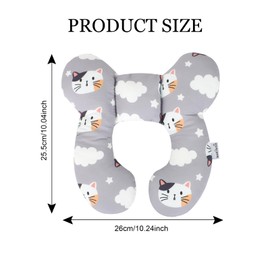 Disnace Baby Travel Pillow, Baby Bed Head and Neck Support Pillow, Travel Car Seat, Baby Neck Pillow for Prams, Car Seats (Cat)