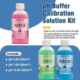 pH Meter Calibration Buffer Solution Kit, Including pH 4.00, 7.00 and pH 10.01 Solution, pH Meter Probe Calibration Buffer Solution, pH Tester Accessories 250ml*3