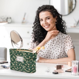 Toiletry Bag, Cosmetic Bag, Travel Toiletry Bag, Makeup Bag, Wash Bag with Zip, Multifunctional Storage Bags, Organiser for Girls and Women, Green