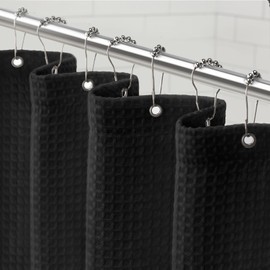 Awellife Waffle Shower Curtain, Shower Curtains for Bathroom 230 GSM, HFG-BK-36-72