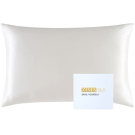ZIMASILK 25 Momme 100% Pure Mulberry Silk Pillowcase for Hair and Skin Heath, Best Gift Choice, Highest Grade 6A Silk, 900 Thread Count, 1Pc (Queen 20''x30'', Ivory)