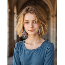 Acrylic Earrings Cute Bunny Egg Rabbit Colorful Flower Animal Dangle Spring Earrings for Women (Style1, One size)