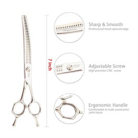Stjuo Professional Dog Grooming Scissors, Japanese 440C Stainless Steel, 62 HRC Hardness, Curved Chunker