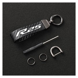 Carbon Fiber Motorcycle Keychain Keychain for Yamaha YZF-R25 R25 Motorcycle Accessories Motorcycle Keyhawk (Color: Black)