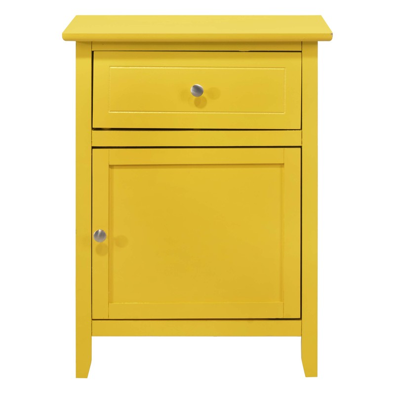 Glory Furniture 1 Drawer /1 Door Nightstand, Yellow