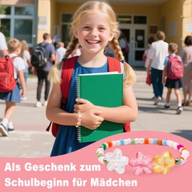 XiuGlimpse Schulanfang Armband für Mädchen 2025,Zartes Glücksbringer-Armband mit Herz-Anhänger, Einschulungsgeschenk in Geschenkbox mit Grußkarte