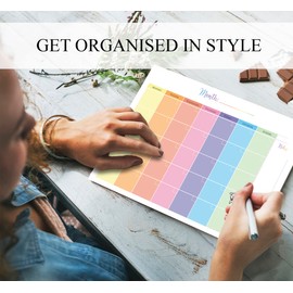 Monthly Planner Pad with 50 Tear Off Pages Notes Section, Undated Desk Calendar Personal Organiser, for Work, School, Meal, and Fitness Planning (Colourful)