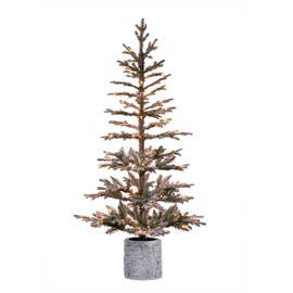 Haute Decor 5 Foot Prelit Flocked Timberland Fir Potted Christmas Tree