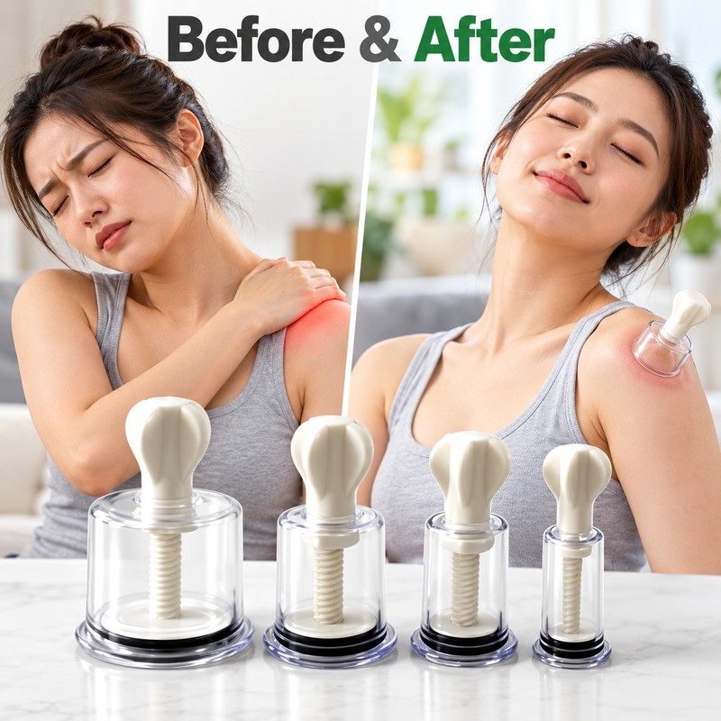 4-Piece Manual Vacuum Suction Cup Set for Body Massage –