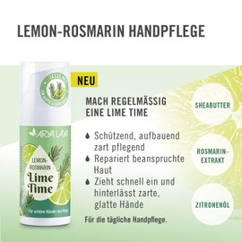 ARYA LAYA Lemon Rosemary Hand Care in Double Pack (2 x 50 ml) - Lime Time (Special Edition) for Delicate Hands, in Practical Airless Dispenser, Vegan